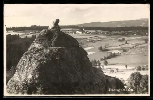 AK Traberg /Ob.-Öst., Panorama mit Felsen