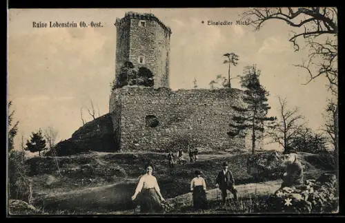 AK Oberneukirchen /O.-Oest., Ruine Lobenstein, Einsiedler Michl