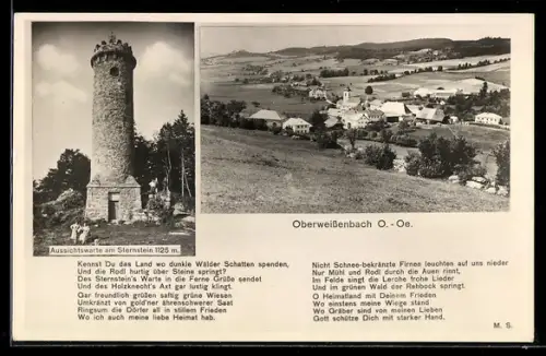 AK Oberweissenbach, Aussichtswarte am Sternstein, Gesamtansicht