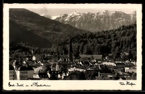 AK Bad Ischl, Teilansicht mit Kirche und Dachstein