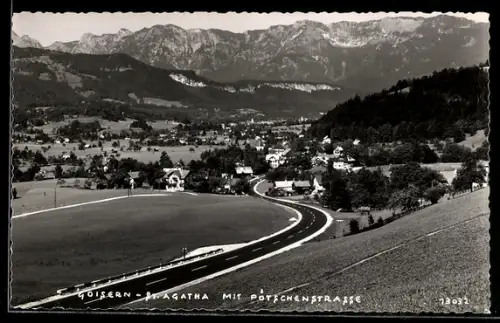 AK Goisern-St. Agatha, Panorama mit Pötschenstrasse