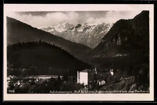 AK Bad Ischl, Salzkammergut, Ortspartie vom Sofiendoppelblick mit dem Dachstein