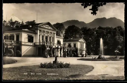 AK Bad Ischl, Kaiservilla mit Springbrunnen