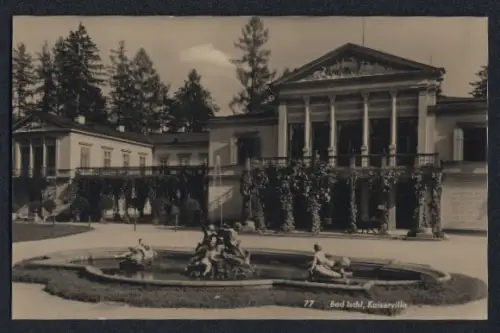 AK Bad Ischl, Kaiservilla mit Springbrunnen