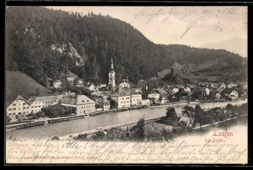 AK Bad Ischl, Laufen bei Ischl, Uferpartie