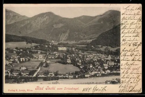 AK Bad Ischl, Teilansicht mit Strassenpartie vom Siriuskogel aus