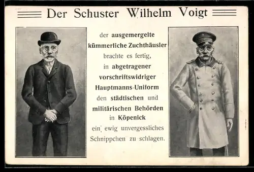 AK Berlin, Schuster Wilhelm Voigt als Hauptmann von Köpenick