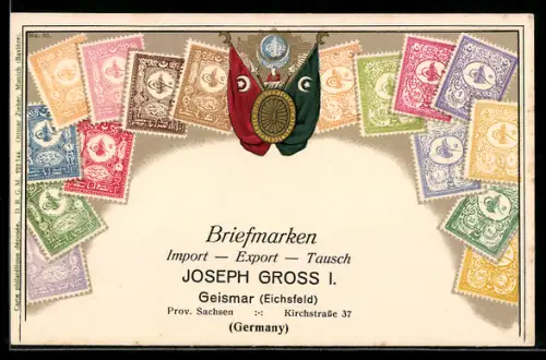 Lithographie Türkei, Briefmarken und Wappen, Briefmarken Import, Export & Tausch Joseph Gross