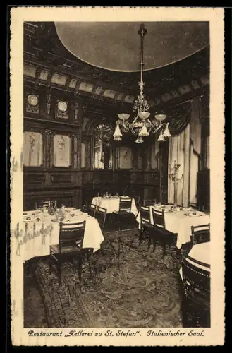 AK Wien, Restaurant Kellerei zu St. Stefan, Rotenturmstrasse 11, Italienischer Saal