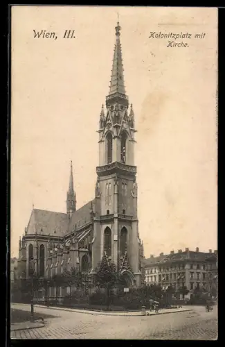 AK Wien, Kolonitzplatz mit Kirche