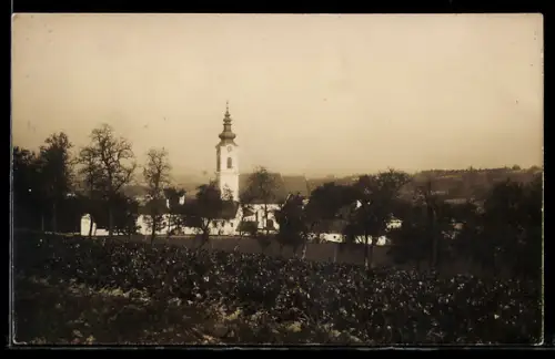 Foto-AK Scharten /Ob. Öst., Ortsansicht mit Kirche