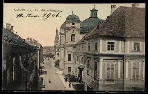 AK Salzburg, Dreifaltigkeitsgasse, Strassenansicht