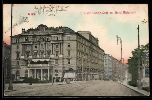 AK Wien, Franz Josefs-Quai mit Hotel Metropole