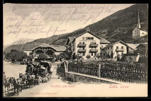 AK Oetz /Oetztal, Gasthof zum Kassl und Kirche