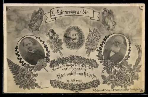 AK Mauerkirchen, Goldene Hochzeit des Ehepaares Max und Anna Reischl 1925
