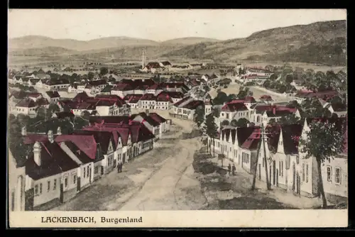 AK Lackenbach /Burgenland, Panorama mit Strassenpartie