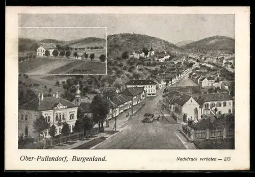 AK Ober-Pullendorf /Burgenland, Ortsansicht mit Bahnhof