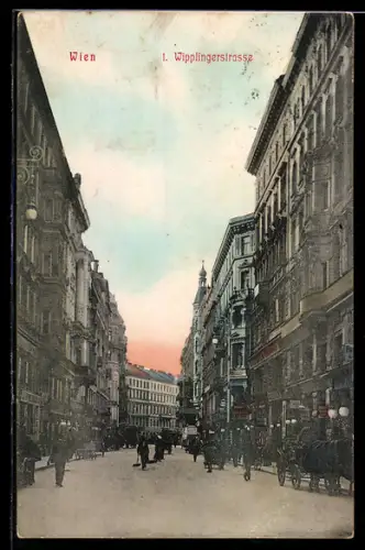 AK Wien, Wipplingerstrasse mit Passanten