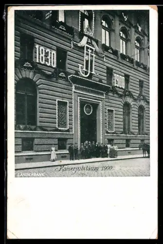 AK Wien, Länderbank in der Hohenstaufengasse 3, Kaiserjubiläum 1900