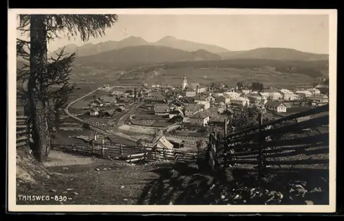 AK Tamsweg, Ortsansicht mit Kirche und Bergpanorama