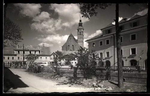 AK Strasswalchen /Salzburg, Marktplatz mit Kirche