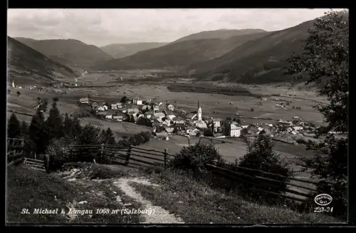 AK St. Michael i. Lungau, Dorfpanorama mit Kirche und Talblick