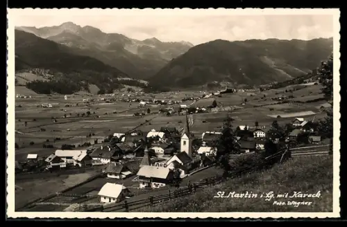 AK St. Martin i. L., Panorama mit Kirche und Karleck