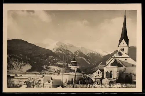 AK St. Michael im Lungau, Ortsansicht mit Kirche und Bergpanorama