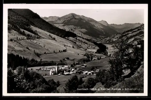AK Saalbach, Talansicht mit Kirche und Zwölfer