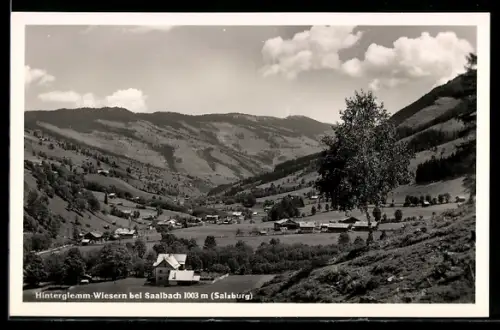 AK Saalbach-Hinterglemm, Wiesern, Tal mit Ort und Bergpanorama
