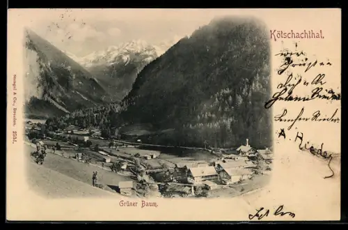 AK Bad Gastein, Grüner Baum im Kötschachthal, Ortsansicht aus der Vogelschau