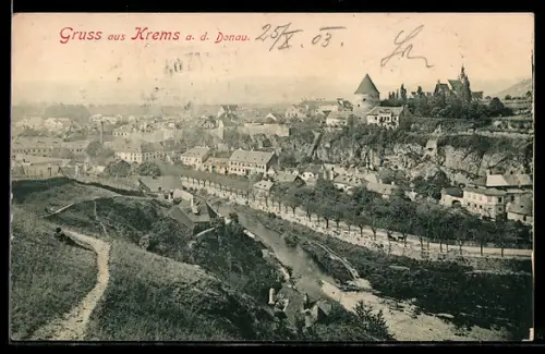 AK Krems a. d. Donau, Panorama mit Schloss