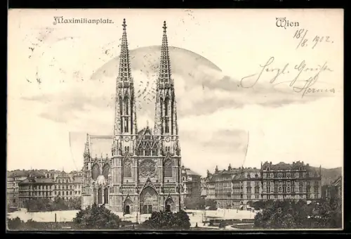 AK Wien, Maximilianplatz, Votivkirche