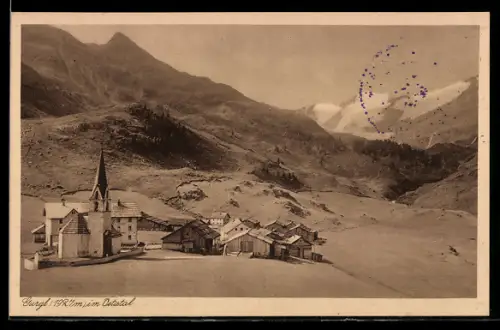 AK Gurgl im Ötztal, Ort mit Kirche und Bergpanorama