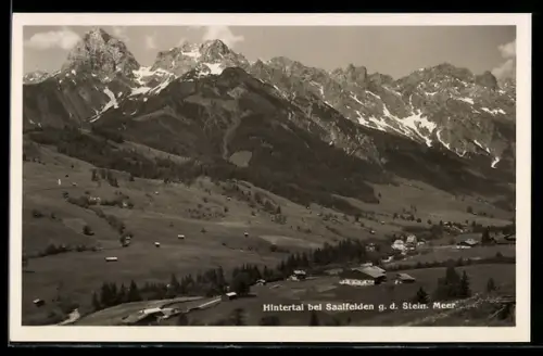 AK Maria Alm am Steinernen Meer, Hintertal bei Saalfelden, Blick auf das Steinerne Meer