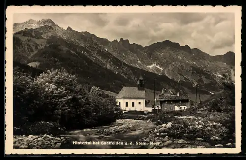 AK Hintertal bei Saalfelden, Kirche vor dem Steinernen Meer