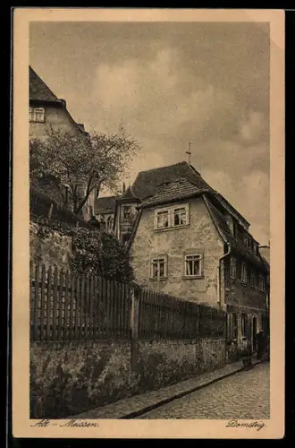 AK Meissen, Partie in der Strasse Domsteig