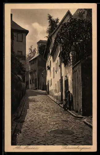 AK Meissen, Partie in der Strasse Leinewebergasse