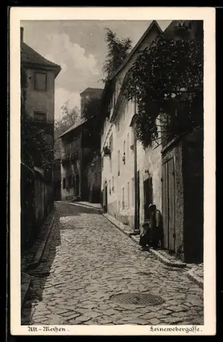 AK Meissen, Motiv aus der Strasse Leinewebergasse