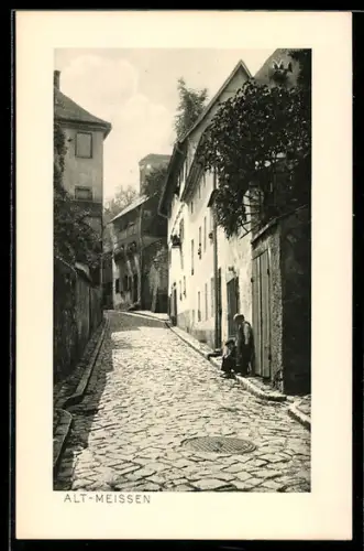 AK Meissen, Motiv aus der Strasse Leinewebergasse