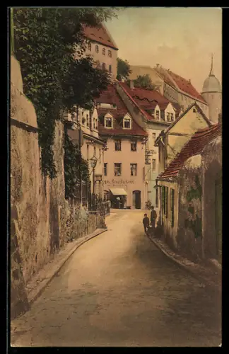 AK Meissen, Strassenpartie in der Leinewebergasse