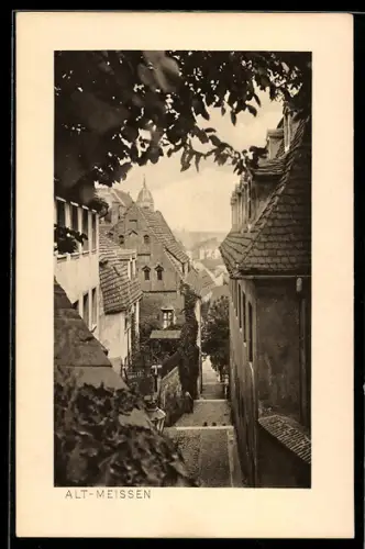 AK Meissen, Motiv aus der Strasse Rote Stufen