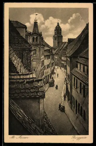 AK Meissen, Blick auf die Strasse Burggasse