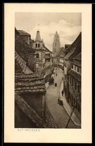 AK Meissen, Blick auf die Strasse Burggasse