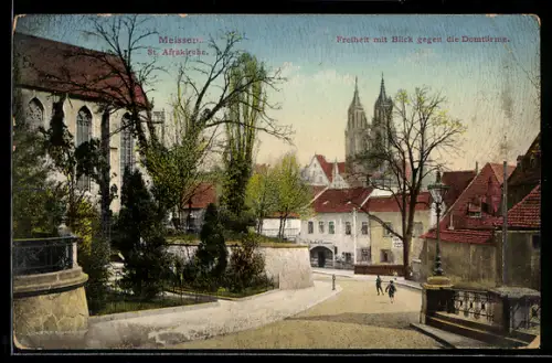 AK Meissen, Strasse Freiheit mit der St. Afra-Kirche
