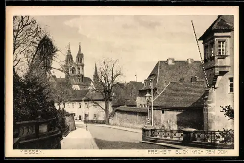 AK Meissen, Strasse Freiheit mit Blick nach dem Dom