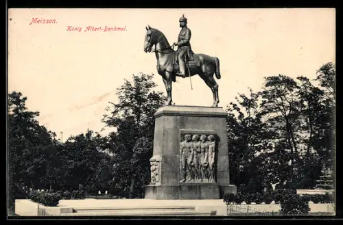 AK Meissen, König Albert-Denkmal, Kgl. Sächs. Militärvereins-Bund, Bundestag 1914