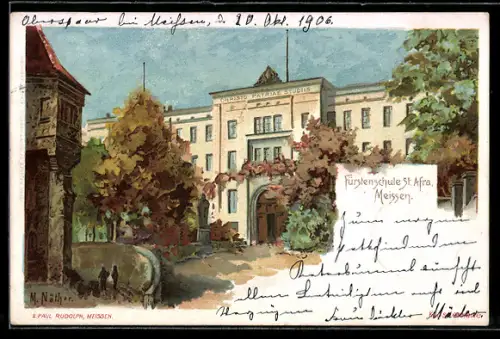 Lithographie Meissen, Fürstenschule St. Afra