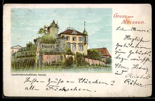 Lithographie Meissen, Landwirtschaftliche Schule