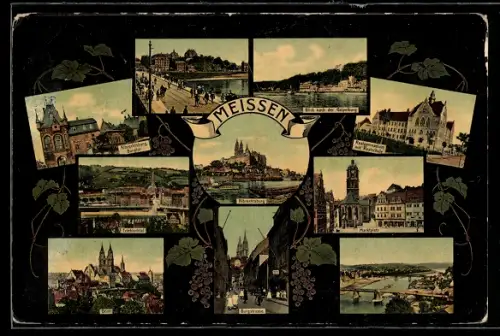 AK Meissen, Albrechtsburg Burgtor, Dom, Realgymnasium mit Realschule